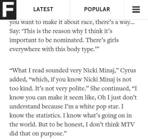 odinsblog:therealstarfire:Fuck Miley Cyrus’ tone policing racist ass.Like, do whitefeminists™ not ge