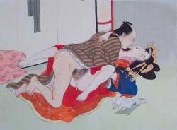 fujitsubohime:  八雲の契り (Yakumo no chigiri), Poetic Intercourse original painting on silk original painting on silk and woodblock print (ukiyo-e)Tomioka Eisen 富岡永洗 (1864–1905)1899Meiji era3/12 