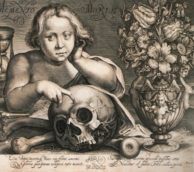 blackpaint20:   ”Memento Mori”, engraving by Simon van der Passe after Crispyn