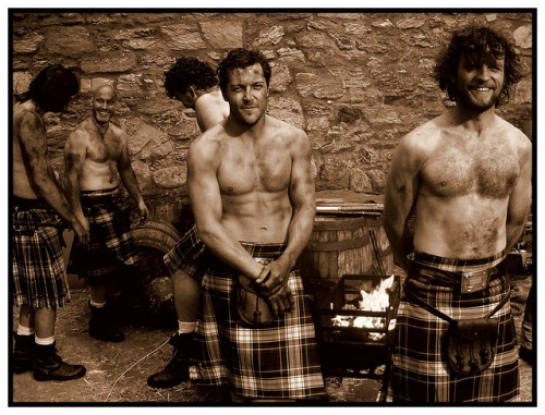 Flashing men in kilts