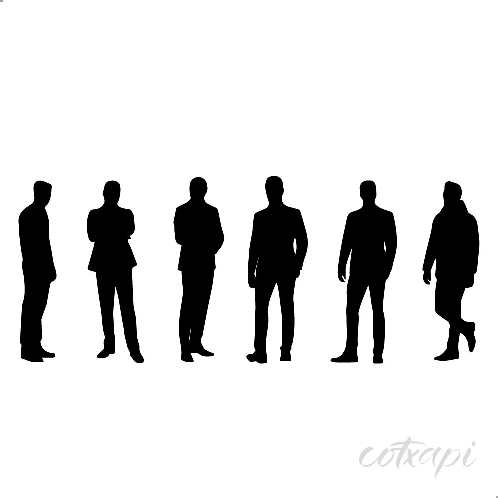 Black White Business Man Women's Outline in Vector Art Office Man Woman Illustration
