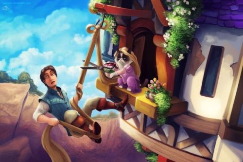 not even Disney movies can make Grumpy Cat give a shit&hellip;there is no hope! 