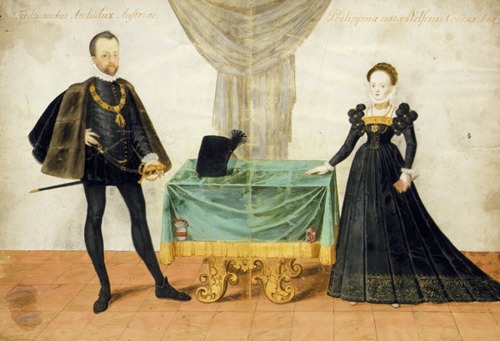 Ferdinand II, Archduke of Austria and his morganatic wife Philippine Welser in the Khevenhü