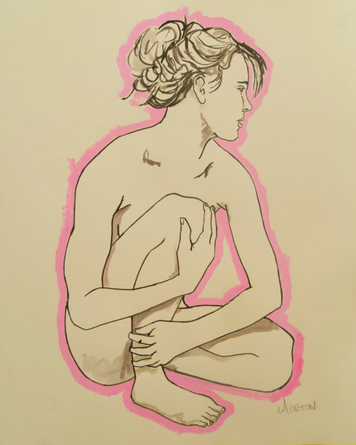 art-by-andrew-orton: Female Nude Water Color Painting Sketch Female Figure Study On Paper Original A