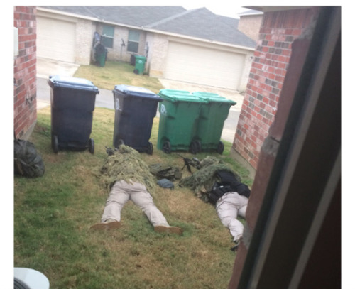 tastefullyoffensive: “Some guy a few houses down barricaded himself in his house with an assault rifle. Fortunately, they got him (or he gave himself up) without any shots fired or anyone getting hurt.” - SgtScheisskopf