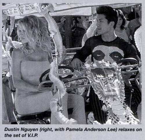 Pamela Anderson And Dustin Nguyen On The Set Of V. I. P.