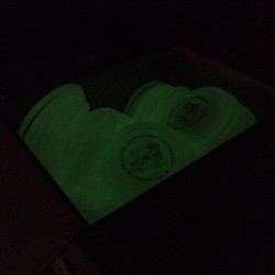 mcchrisforeverrr:  turned off the lights after a hard days work. forgot my frisbees were glow in the dark! they look cooool!  I need one for Golf