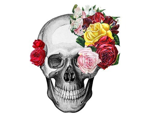 Skull x floral na We Heart It https://weheartit.com/entry/76440915