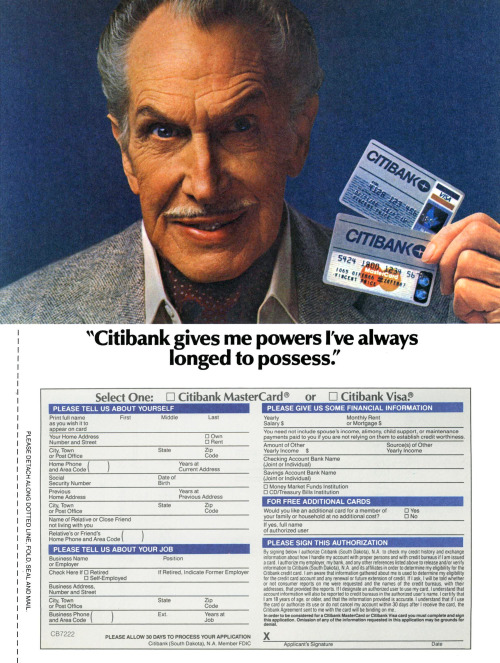 gameraboy2:Vincent Price for Citibank, 1986 ad