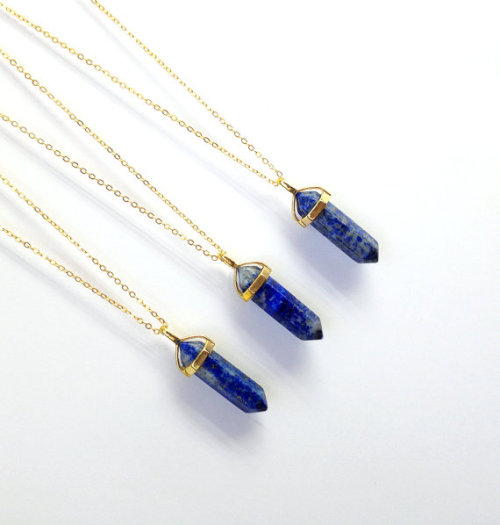 kinshopping:   Lapis Lazuli Crystal Point Necklace - ร.62