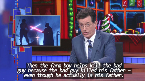 wookieekisses: sandandglass: Stephen Colbert explains Star Wars XD