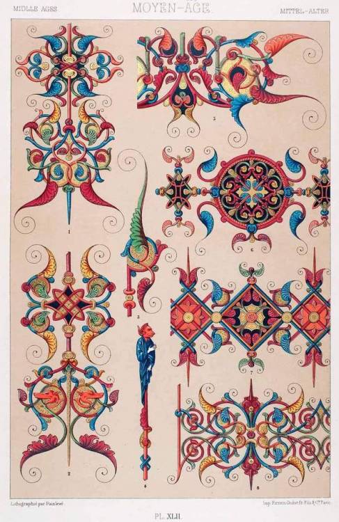 iamjapanese: Auguste Racinet（French, 1825-1893） 1875 Chromolithographs with Design Motifs from Histo