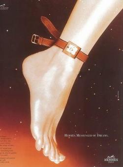 stricklandvintagewatches:We’re enamored with this alluring watch ad from Hermes of Paris .