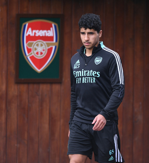 Salah-Eddine of Arsenal during a training session at London Colney on May 15, 2022 in St Albans, Eng