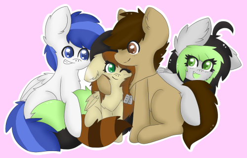 miss-jessiie:  Commission for Parker of both of our OC’s and our pony-sonas. :3 <3  Cuteness :3