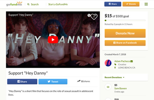 Hey y’all, my friend Janine and her team are working on a short film titled “Hey Danny”, and need so