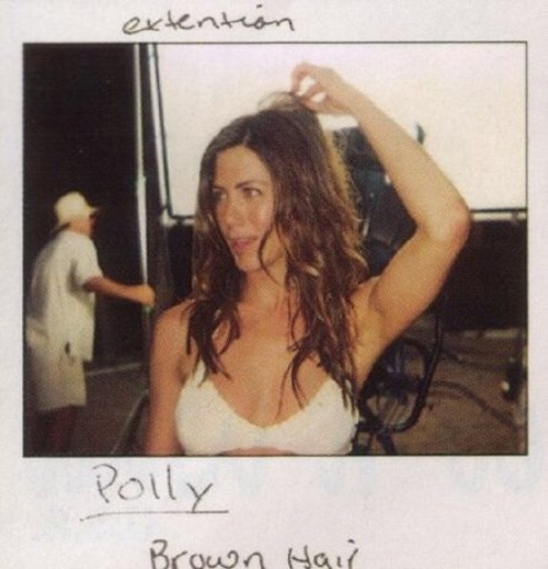 weekndslut: Jennifer Aniston’s hair stylist Chris took polaroids of her hair during shooting.
