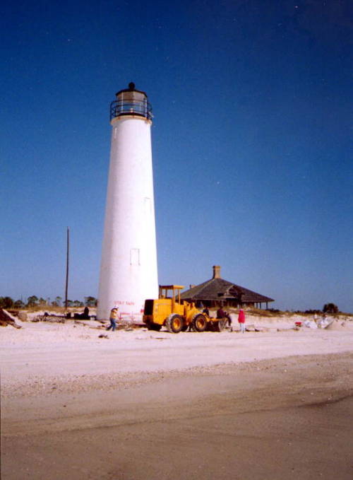 floridamemory:The Cape St. George Lighthouse was built in 1852 and stood on the shore until October 