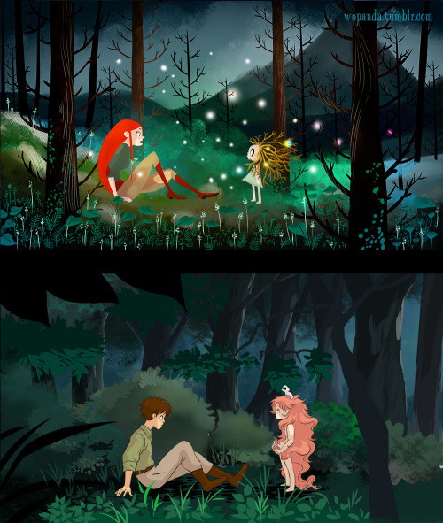 wopanda:  I painted 12 pictures of the same motive in 12 different styles of existing animations and/or comics to get an idea of how long they take to make and which could possible be fit for a bachelor film. I’m quite fond of Amelie Flechais style,