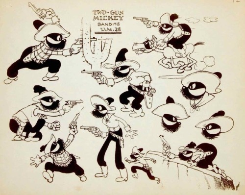 ‪Model sheets of various Mickey Mouse villains and antagonists (in random order): a bandit from the 
