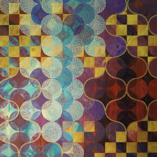 “Circles 37” acrylic on panel, 40 x 30", is included in Directions at Roberts Galle