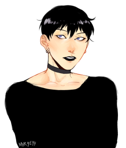 myrseyy:  the guys go on an halloween party,  kageyama dresses as a goth, everyone is gay and hinata needs a new drink(later Tanaka points out that Shoyou’s got black lipstick on his lips too)(this makes things very embarassing) (Hinata buys Tobio