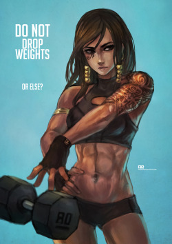 musclegirlart:  Pharah - Do not drop weights by 