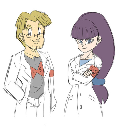   Anonymous said to funsexydragonball: Will we see ur ocs again?  Sure! Whipped up a couple of quick sketches of Cubeb and Cayenne. Two Red Ribbon scientists of mine. :)