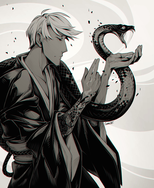 My character Shou who’s inspired by the Genbu creation myth and some sort of turtle/snek god.I love 