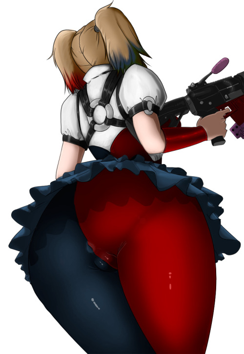 uncensoddrich:  Based in a situation of Batman Arkham Knight that involves Quinn. I mean, Batman is hided behind her in a sewer or something and she is attacked surprisingly. After that, we can see Harley’s ass. I had this idea about a Kanchou that
