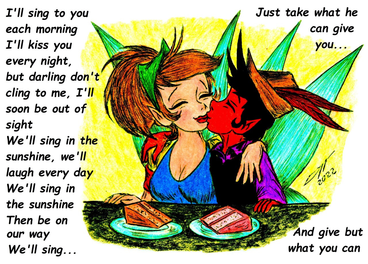 ALWAYS LOVING THEMSELVES AS THEY ARENettle and Jason have been a couple for quite some time and many fairies admire them for their stability; they for their part say that the key to their relationship is simple: Accept that we are not perfect and that each one has their good things and their not so good things; simply learn to TOLERATE each other.As they both say: If you accept that neither you nor your partner are perfect, then you learn what is the key to being HAPPY.What a LOVELY COUPLE!!Lyrics from the song “We’ll Sing In The Sunshine” by Sonny & Cher. #nettle fairy#nettle#jason fairy#jason#caterpillar fairies#caterpillar#caterpillar fan #animal talent fairy #Animal Talent#fairies couple#fairies friendship#fairies relationship#tolerance#real love#Disney Fairies #disney fairies books  #disney fairies fan art  #disney fairies art #fairies art#fairies#cute fairies#beautiful fairies#Lovely fairies#adorable fairies#pretty fairies#Pixie Hollow #pixie hollow art #tinkerbell friends