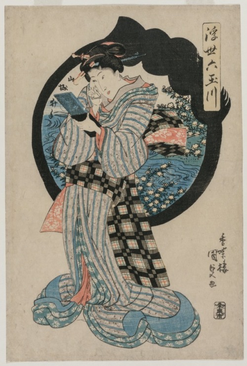 Woman with a Hand Mirror (from the series The Six Tama Rivers of the Floating World), Utagawa Kunisa