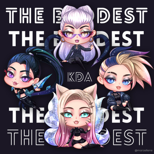 K/DA’s back~ The Baddest Chibis!Just finishing the K/DA all out versions ;) 