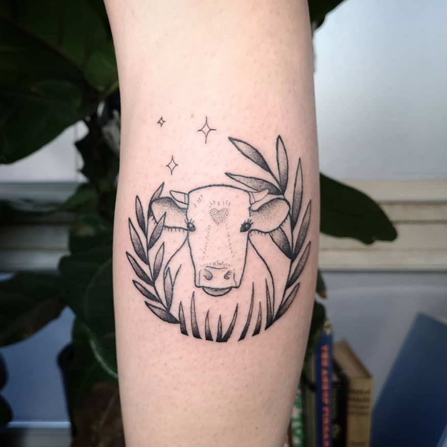 Vegan Tattoos — By @quatre_art Submit your vegan tattoo here! 🐮💕...