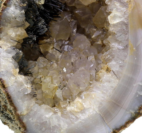 Chalcedony and Quartz Geode with Goethite - Amerzgane, Quarzazate Province, Souss-Massa-Draâ Region,