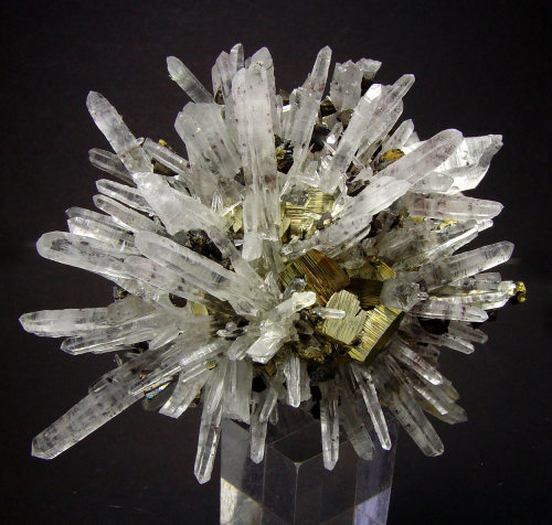 Rock Crystal, Pyrite and Tetrahedrite - Baia Sprie Mine, Baia Sprie, Romania