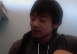 in-the-truly-grusome-do-we-trus:  Osric Chau attempting and failing somwhere in the middle to play / sing the adventure time theme 