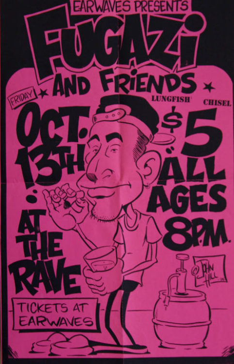 Fugazi @ The Rave, Milwaukee, WI 10/13/95. Flyer by John Hill