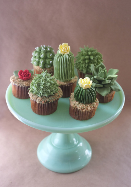 laughingsquid:  Adorable Cupcakes Shaped Like Tiny Cacti and Succulents
