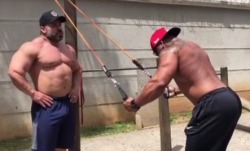 thickmusclesworld:Fernando Noronha Maradona and Christian Lucena - shirtless buddybuilding 3