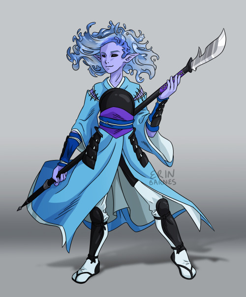 a commission for a d&d character who is a water genasi (they’re nonbinary)