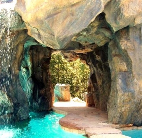 Pool San FranciscoLarge Beach Style Backyard Stone And Custom-shaped Natural Pool Fountain Photo