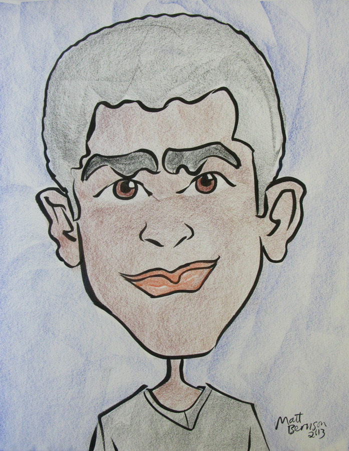 These caricatures were done at Dairy Delight 04 August 2013. Ink and woodless colored