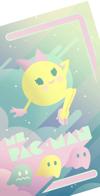 caltsoudas:Girly Arcade A contemporary take on the classic Ms. Pac-Man arcade cabinet art