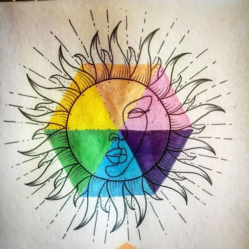 Rainbow sun #sundesign #suntattoo #singleline #singlelinedrawing #rainbow #lineart #linedrawing #dot