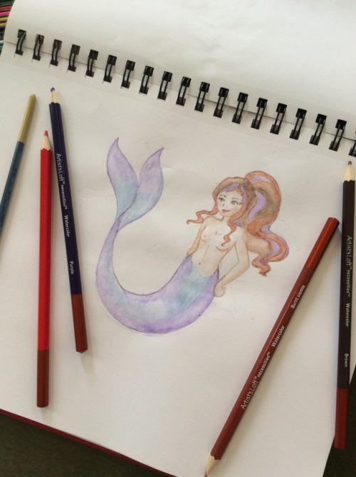 More mermaids!  I discovered watercolor pencils last night, and I&rsquo;ve been having
