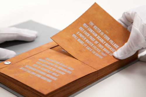 earthdaughter:  worclip:  The Drinkable Book Concept design for Water is Life Chemist: Dr Theresa DankovichBiochemical Engineer: Corinne Clinch Chief Creative Officer: Matt EastwoodExecutive Creative Director: Menno KluinGroup Creative Director: Andrew