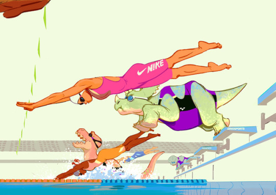 Summer is almost over! Dino swimming. Please enjoy thank you very much :)