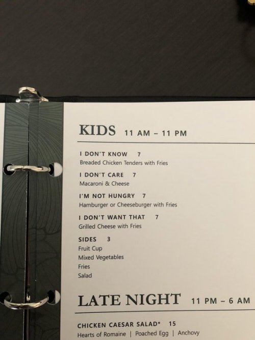 adteachings:Brilliant copywriting for a kids’ menu.(H/T to Gari Cruze!)