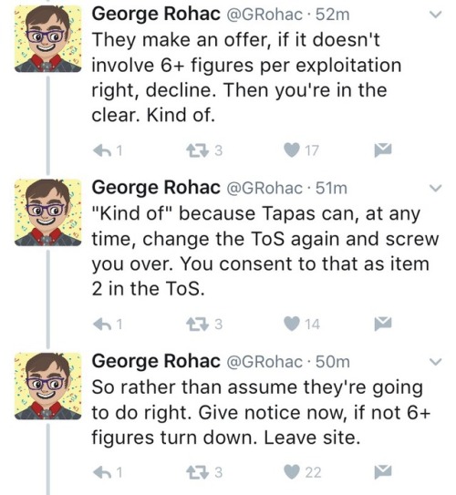 aledethanlast:So apparently the Tapastic tos are extremely shady and to be wary of. Content creators